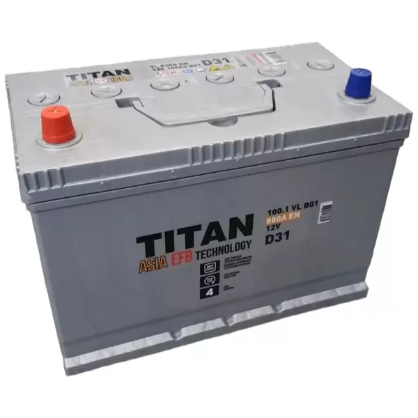 Аккумулятор TITAN EFB Asia 100Ah прямой EN850 (Н.Новгород) Гарнтия 2 года 306*173*225