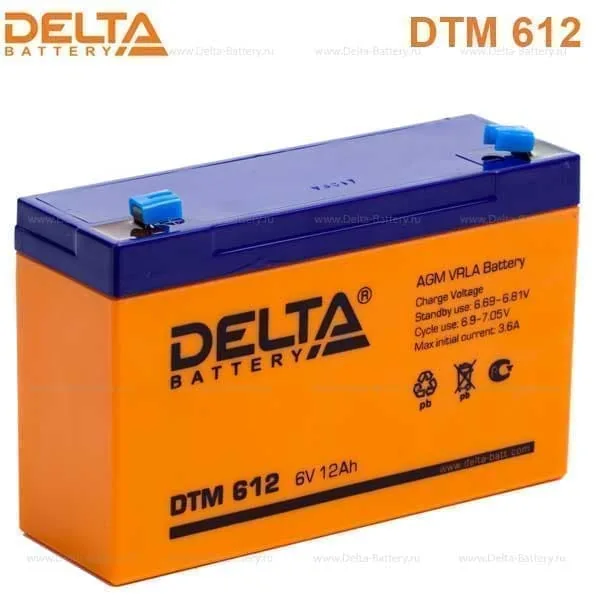 Аккумулятор DELTA DTM 612 6V 12Ah AGM
