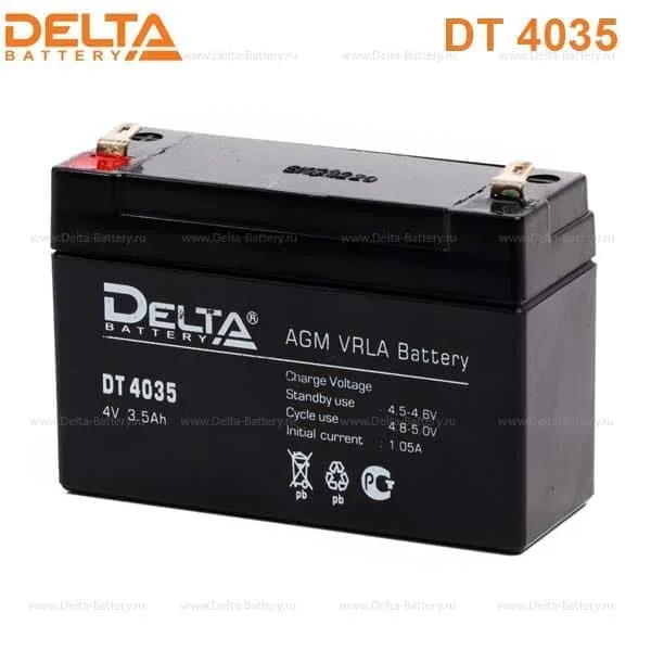 Аккумулятор DELTA DT 4035 4V 3,5Ah AGM