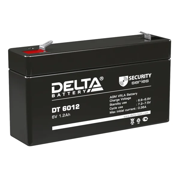Аккумулятор DELTA DT 6012 6V 1,2Ah AGM (Китай) Гарания 6 месяцев 97х24х58