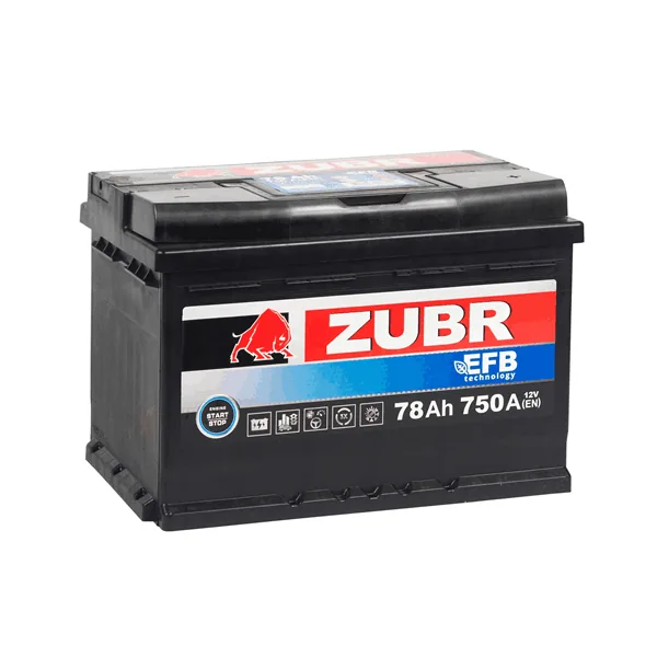 Аккумулятор ZUBR 78 Ач 750 А (EN), обратная полярность, LN3