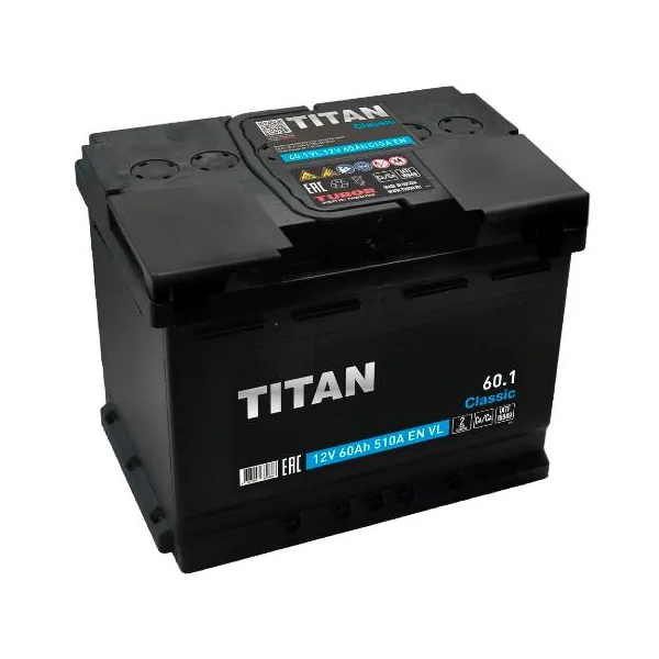 Аккумулятор TITAN Classic 60 Ач 510 А (EN), обратная полярность, LN2