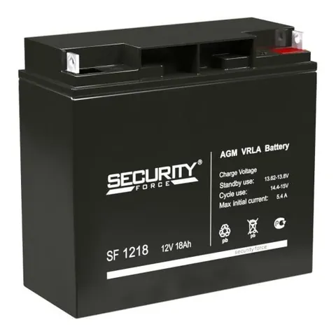 Аккумулятор Security Force 18 Ач, 182x77x166
