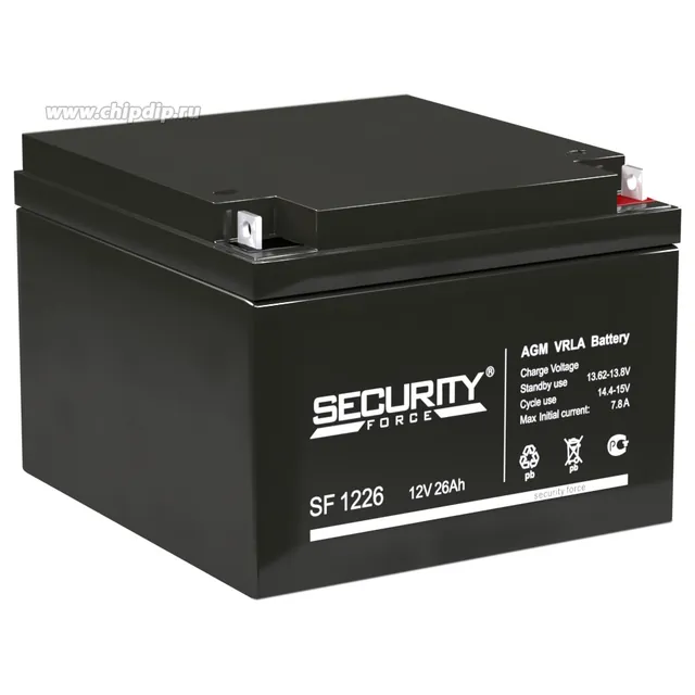 Аккумулятор Security Force 26 Ач, 166x175x125