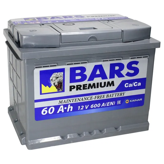 Аккумулятор BARS Premium 60 Ач 600 А (EN), прямая полярность, LN2