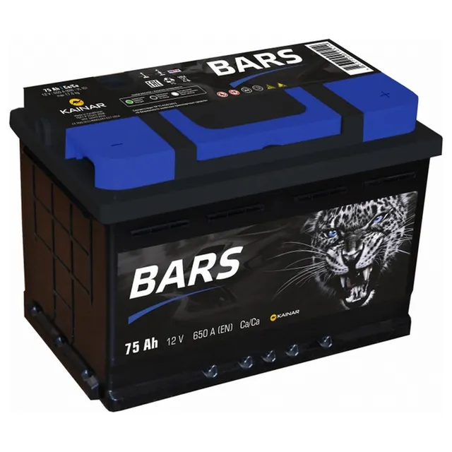 Аккумулятор BARS 75 Ач 650 А (EN), прямая полярность, LN3