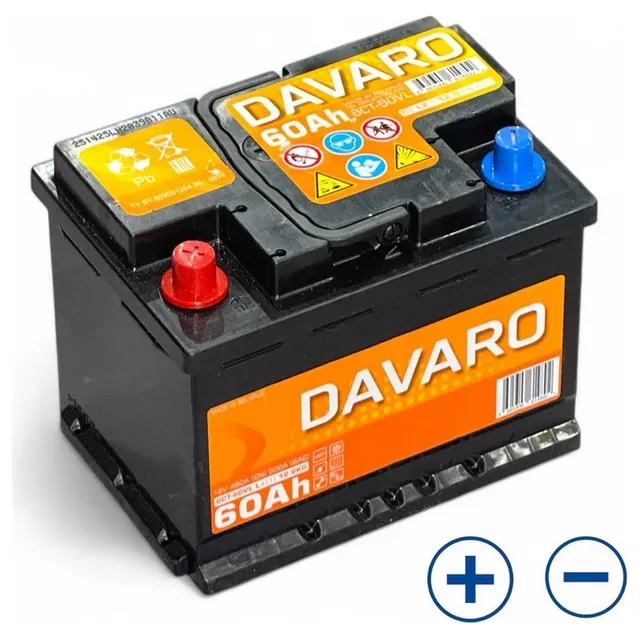 Аккумулятор DAVARO 60 Ач 500 А (EN), прямая полярность, LN2