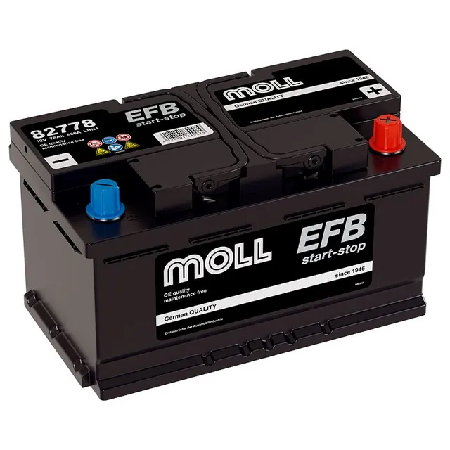 Аккумулятор MOLL 78 Ач 800 А (EN), обратная полярность, LBN4