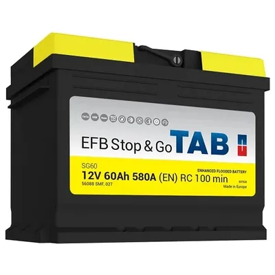 Аккумулятор TAB EFB Stop & Go 60 Ач 640 А (EN), обратная полярность, LN2
