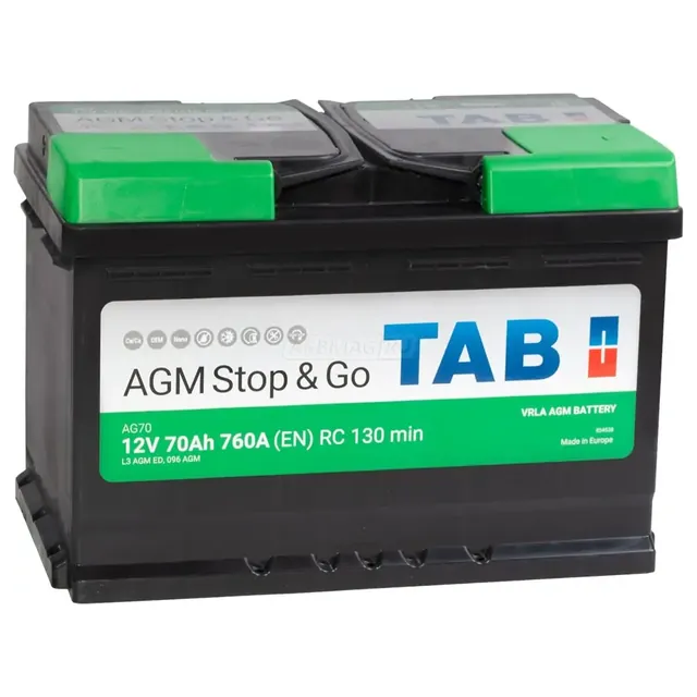 Аккумулятор TAB 70 Ач 760 А (EN), обратная полярность, LN3