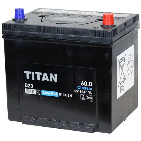 Аккумулятор TITAN ASIA Classic 60 Ач 550 А (EN), обратная полярность, D23