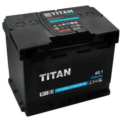 Аккумулятор TITAN Classic 60 Ач 510 А (EN), обратная полярность, LN2