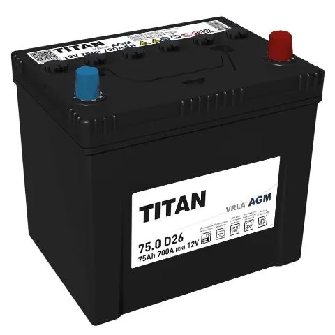 Аккумулятор TITAN 75 Ач 700 А (EN), обратная полярность, D26