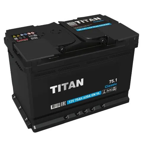 Аккумулятор TITAN Classic 75 Ач 620 А (EN), обратная полярность, LN3
