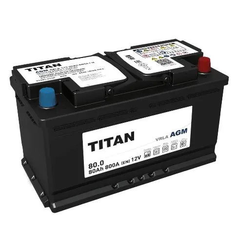 Аккумулятор TITAN AGM 80 Ач 800 А (EN), обратная полярность, LN4