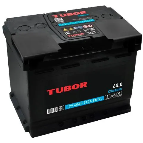 Аккумулятор TUBOR Classic 60 Ач 510 А (EN), обратная полярность, LN2
