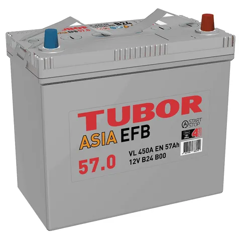 Аккумулятор TUBOR 57 Ач 450 А (EN), обратная полярность, B24