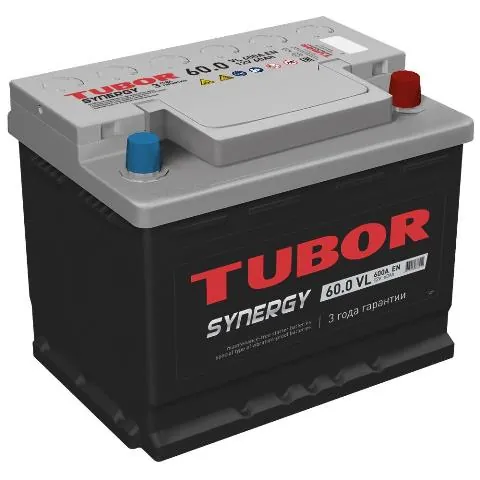Аккумулятор TUBOR SYNERGY 60 Ач 600 А (EN), обратная полярность, LBN2