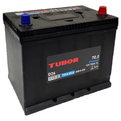 Аккумулятор TUBOR Classic Asia 70 Ач 600 А (EN), обратная полярность, D26