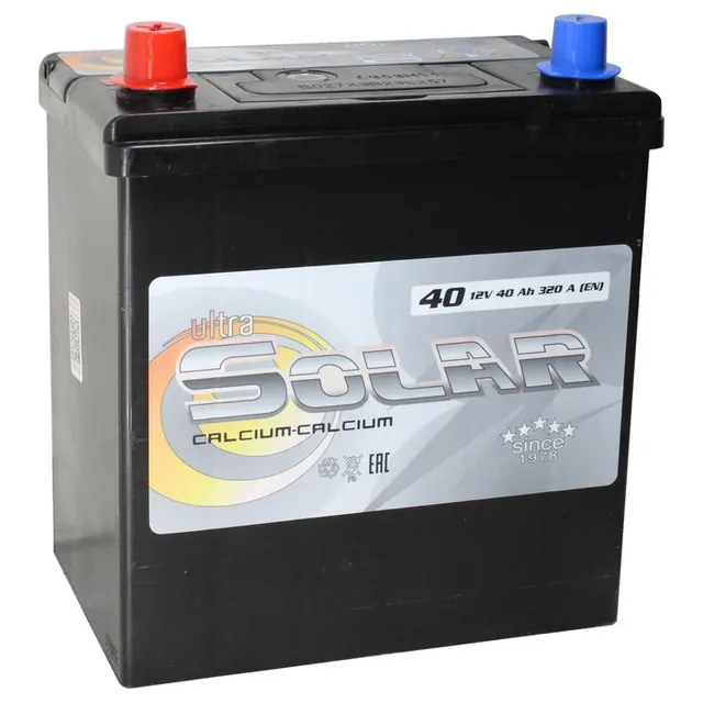 Аккумулятор ULTRA SOLAR BLACK ASIA 40 Ач 320 А (EN), прямая полярность, B19